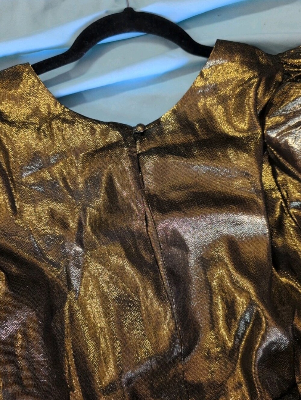 LoveShackFancy NWT Gold Metallic Mercy Mini Dress Size 10 - Picture 6 of 6
